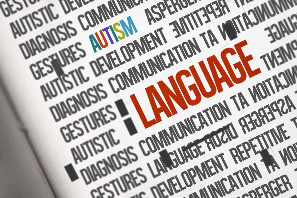 language on an open book and autism