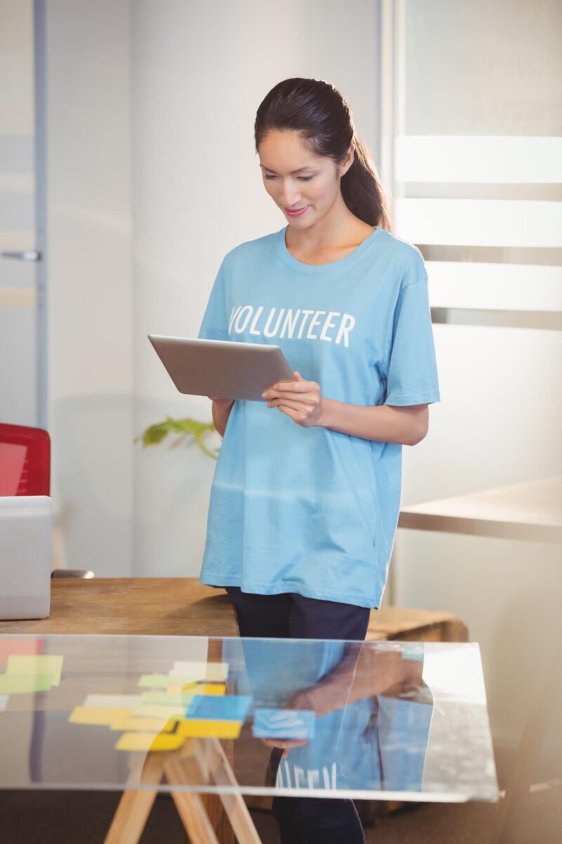 businesswoman working on a tablet